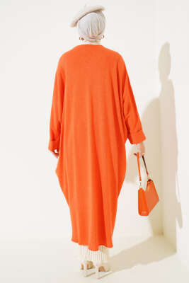 Duble Yarasa Kol Uzun Hırka Oranj - Thumbnail