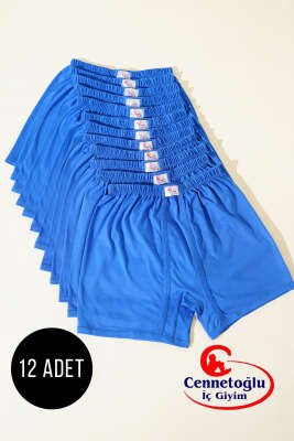 Pazarium - Cennetoğlu 12'li Erkek Paçalı Boxer Mavi