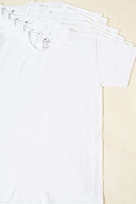 Cennetoğlu 6'lı Erkek Bisiklet Yaka Fanila Beyaz - Thumbnail