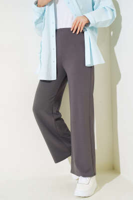 Bel Pensli Bol Paça Pantolon Gri - Thumbnail