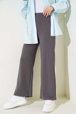 Bel Pensli Bol Paça Pantolon Gri - Thumbnail