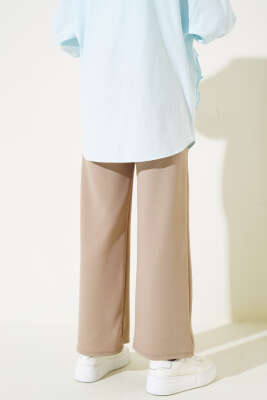 	 Bel Pensli Bol Paça Pantolon Bej - Thumbnail