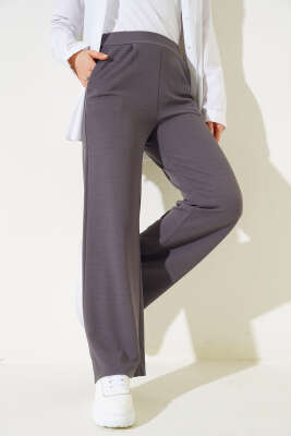 Cepli Bel Lastikli Bol Paça Pantolon Gri - Thumbnail