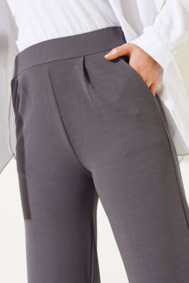 Cepli Bel Lastikli Bol Paça Pantolon Gri - Thumbnail