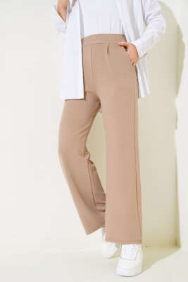 Cepli Bel Lastikli Bol Paça Pantolon Bej - Thumbnail