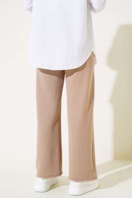 Cepli Bel Lastikli Bol Paça Pantolon Bej - Thumbnail