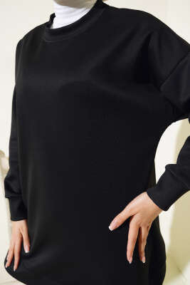 Basic Scuba Sweatshirt Siyah - Thumbnail