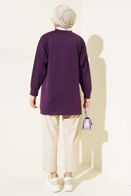 Basic Scuba Sweatshirt Mor - Thumbnail