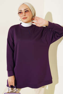 Basic Scuba Sweatshirt Mor - Thumbnail