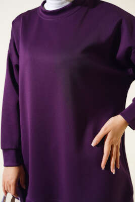 Basic Scuba Sweatshirt Mor - Thumbnail