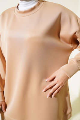 Basic Scuba Sweatshirt Latte - Thumbnail