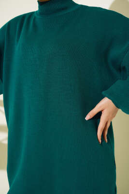 Balon Kol Basic Triko İkili Takım Zümrüt - Thumbnail