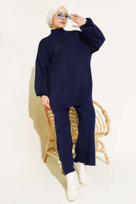 Balon Kol Basic Triko İkili Takım Lacivert - Thumbnail