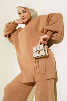 Balon Kol Basic Triko İkili Takım Büsküvi - Thumbnail