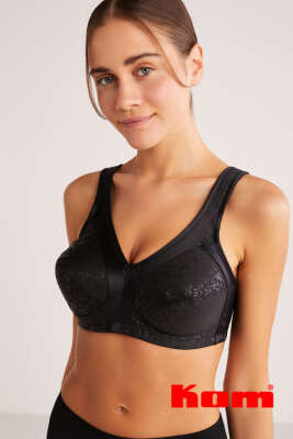 Kom Carmina Baskılı Toparlayıcı Sütyen B Siyah - Thumbnail