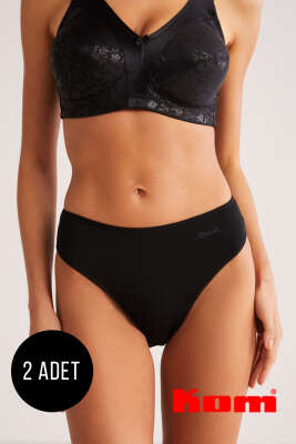Kom Basic 2'li Slip Külot Siyah - Thumbnail