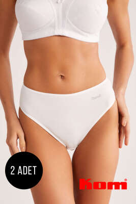 Kom Basic 2'li Slip Külot Beyaz - Thumbnail