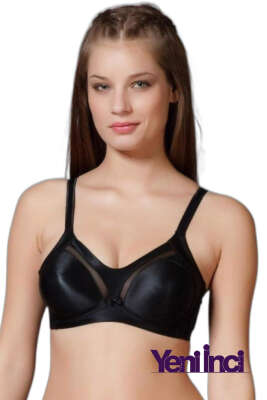 Pazarium - Yeni İnci Balensiz Transparan Detay Toparlayıcı Sütyen Siyah