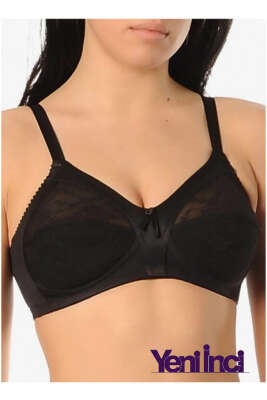 Yeni İnci Dantelli Toparlayıcı Sütyen D Siyah - Thumbnail