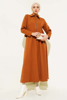 Pazarium - Fermuarlı Kloş Etekli İkili Takım Taba