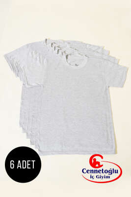 Pazarium - Cennetoğlu 6'lı Erkek Bisiklet Yaka Fanila Melanj Gri