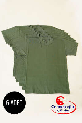 Pazarium - Cennetoğlu 6'lı Erkek Bisiklet Yaka Fanila Haki