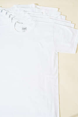 CNT 6'lı Erkek Bisiklet Yaka Fanila Beyaz - Thumbnail