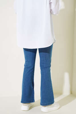 İspanyol Paça Kot Pantolon Mavi - Thumbnail