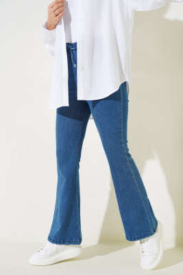 İspanyol Paça Kot Pantolon Mavi - Thumbnail