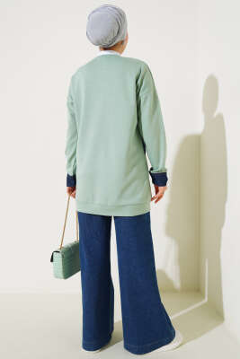 Kot Cep Detaylı Taşlı Tunik Mint - Thumbnail