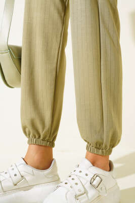 Loyşa Kapüşonlu İnce Çizgili İkili Takım Haki - Thumbnail