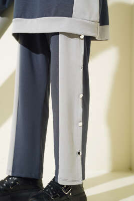 Loyşa Metal Düğme Detay İkili Takım Füme - Thumbnail