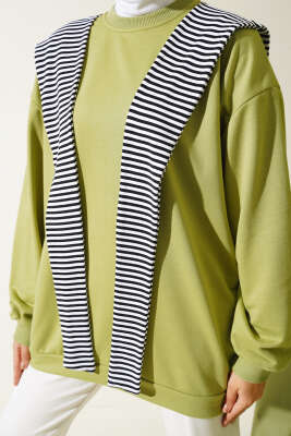 Omuz Atkı Görünümlü Tunik Yağ Yeşili - Thumbnail