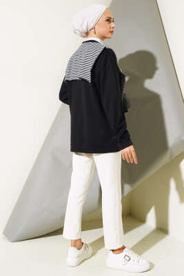 Omuz Atkı Görünümlü Tunik Siyah - Thumbnail