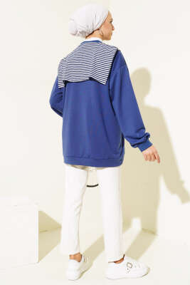 Omuz Atkı Görünümlü Tunik Lacivert - Thumbnail