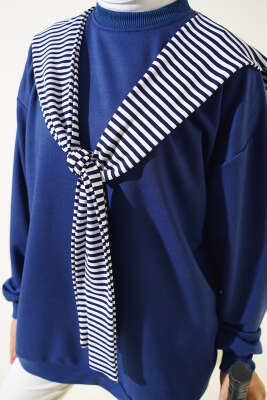 Omuz Atkı Görünümlü Tunik Lacivert - Thumbnail