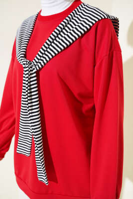 Omuz Atkı Görünümlü Tunik Kırmızı - Thumbnail