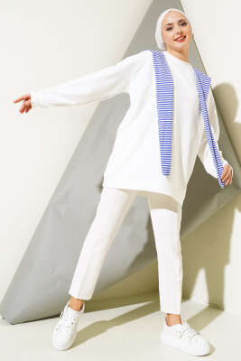 Omuz Atkı Görünümlü Tunik Beyaz - Thumbnail