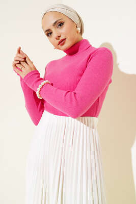 Pazarium - Boğazlı Fitilli Body Fuşya