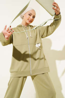 Loyşa Armalı Hırkalı İkili Takım Çağla Yeşili - Thumbnail