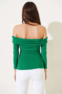 Kayık Yaka Basic Sandy Bluz Benetton - Thumbnail