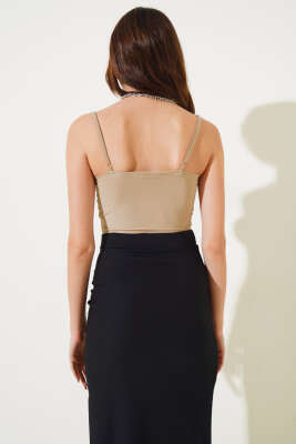 Dantelli Büstiyer Bej - Thumbnail