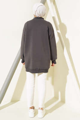 Üç İplik Yarım Balıkçı Yaka Tunik Füme - Thumbnail