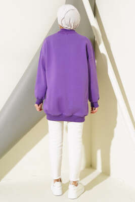 Üç İplik Yarım Balıkçı Yaka Tunik Lila - Thumbnail