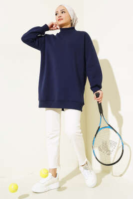 Üç İplik Yarım Balıkçı Yaka Tunik Lacivert - Thumbnail