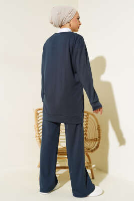 Önü Çımalı Tunik İkili Takım Füme - Thumbnail