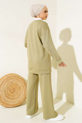 Önü Çımalı Tunik İkili Takım Çağla Yeşili - Thumbnail