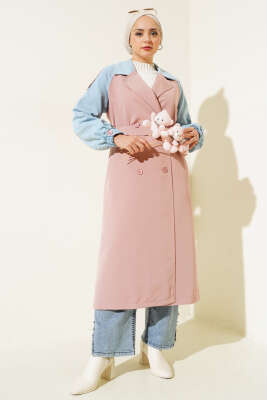 Kolu Kot Garnili Trençkot Pudra - Thumbnail