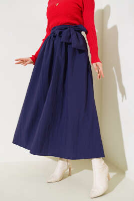 Pazarium - Kuşaklı Çan Etek Lacivert