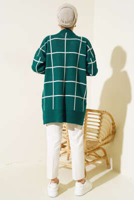 Kare Çizgili Triko Tunik Zümrüt - Thumbnail